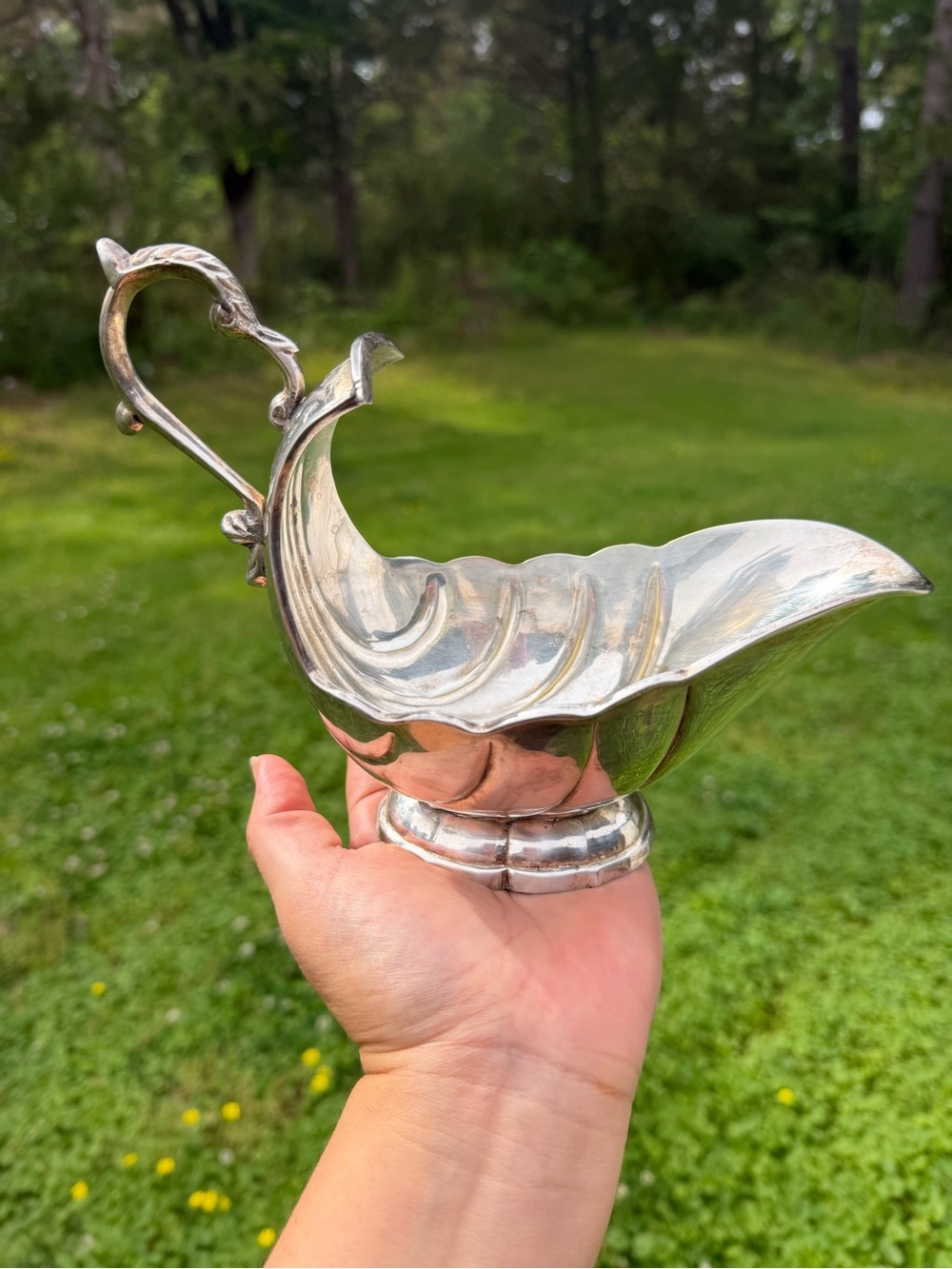 Vintage Elegant  Bombay Silver-Tone Gravy  Boat